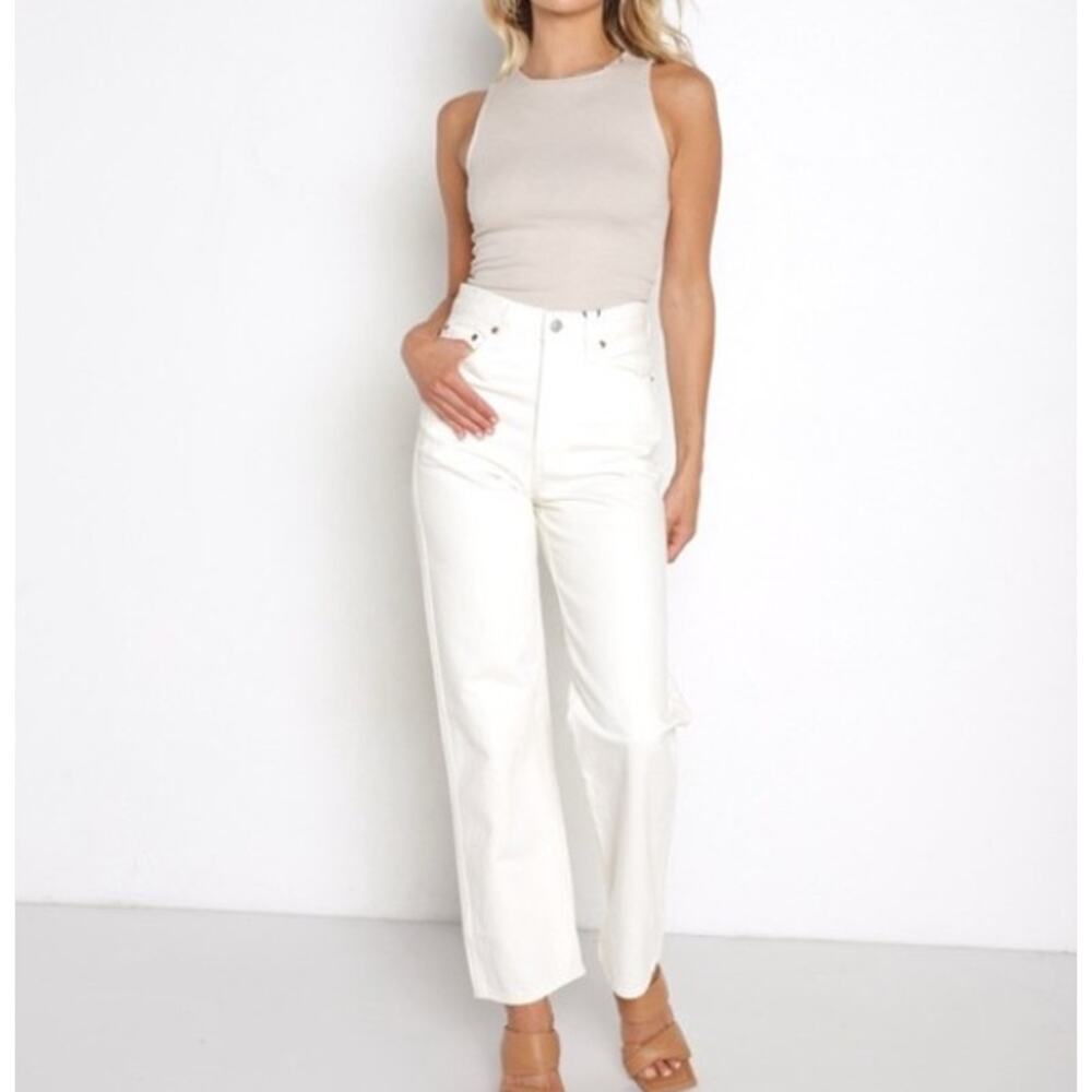 Levi's Ribcage Straight Ankle Chasing Rainbows Off0White Jeans, Size 28